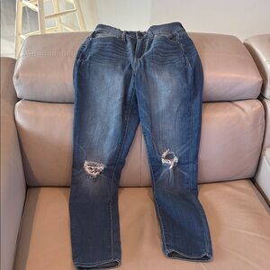 SO Women's Blue Distressed Boyfriend Jeans